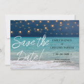 Summer Blue Ocean Beach Wedding Invitations Save The Date (Voorkant)