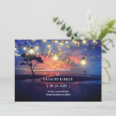 Summer Blue Ocean Beach Wedding Invitations Save The Date (Staand voorkant)