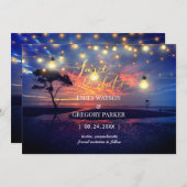 Summer Blue Ocean Beach Wedding Invitations Save The Date (Voorkant / Achterkant)