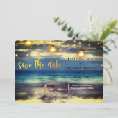 Summer Blue Ocean Beach Wedding Invitations Save The Date (Staand voorkant)