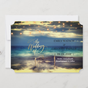 Summer Blue Ocean Beach Wedding Invitations Save The Date