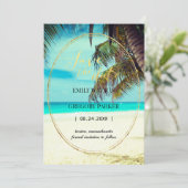 Summer Blue Ocean Beach Wedding Invitations Save The Date (Staand voorkant)