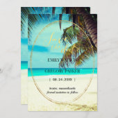Summer Blue Ocean Beach Wedding Invitations Save The Date (Voorkant / Achterkant)