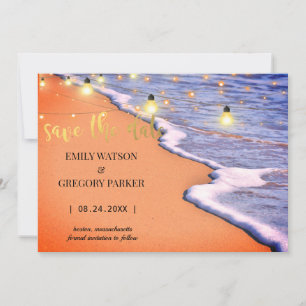 Summer Blue Ocean Beach Wedding Invitations Save The Date