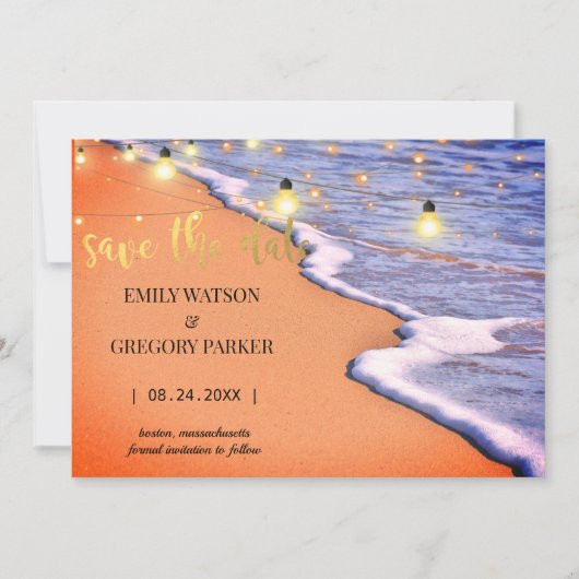 Summer Blue Ocean Beach Wedding Invitations Save The Date (Voorkant)