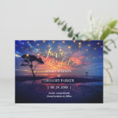 Summer Blue Ocean Beach Wedding Invitations Save The Date (Staand voorkant)