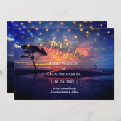 Summer Blue Ocean Beach Wedding Invitations Save The Date (Voorkant / Achterkant)