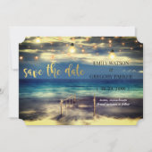 Summer Blue Ocean Beach Wedding Invitations Save The Date (Voorkant)