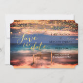 Summer Blue Ocean Beach Wedding Invitations Save The Date (Voorkant)