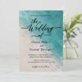 Summer Blue Ocean Beach Wedding Kaart (Staand voorkant)