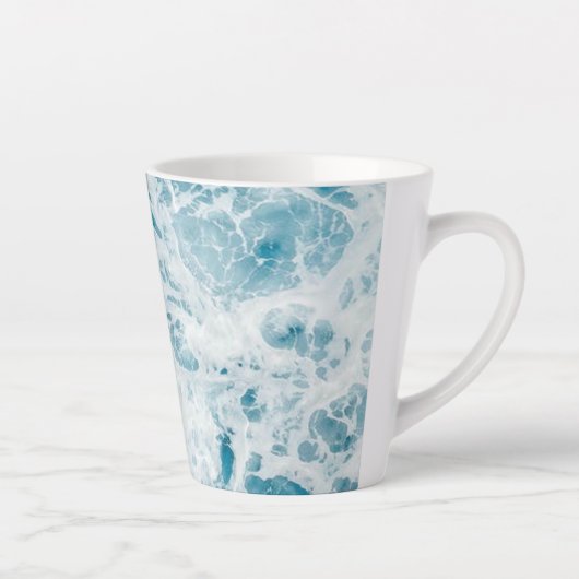 Summer Blue Ocean Wave Latte Mok (Rechts)