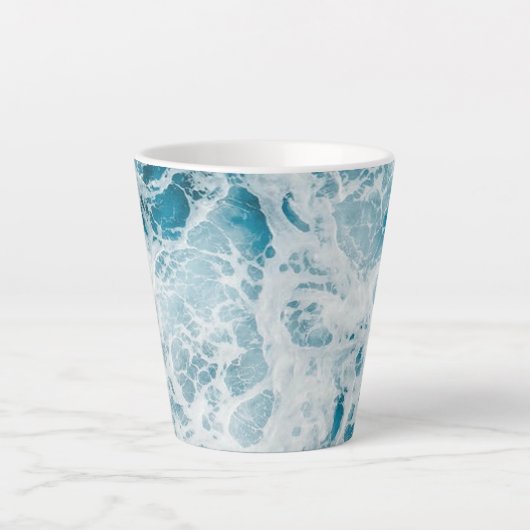Summer Blue Ocean Wave Latte Mok (Voorkant)