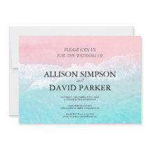Summer Blue, Pink Ocean Beach Mariage Invitation