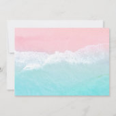 Summer Blue, Pink Ocean Beach Mariage Invitation (Dos)