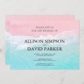 Summer Blue, Pink Ocean Beach Mariage Invitation (Devant / Derrière)