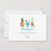 Summer Blue Waterverf Cocktail Verjaardagsfeestje Bedankkaart (Voorkant)