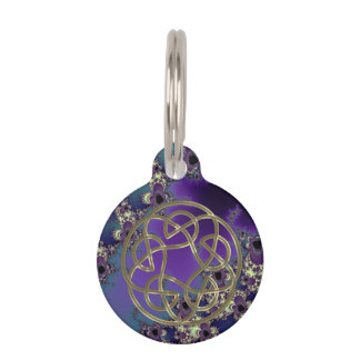 Summer Blues Fractal Celtic Knot Wine Charm Huisdierpenning