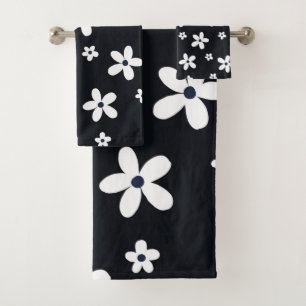 Summer Boho Black White Daisy Flowers