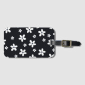Summer Boho Black White Daisy Flowers Bagagelabel (Voorkant (horizontaal))