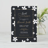 Summer Boho Black White Daisy Flowers Kaart (Staand voorkant)