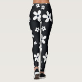 Summer Boho Black White Daisy Flowers Leggings (Achterkant)
