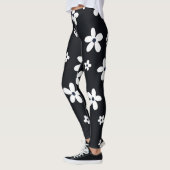 Summer Boho Black White Daisy Flowers Leggings (Links)