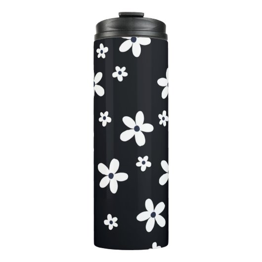Summer Boho Black White Daisy Flowers Thermosbeker (Voorkant)
