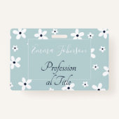 Summer Boho Blue White Daisy Flowers Badge (Voorkant)