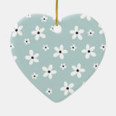 Summer Boho Blue White Daisy Flowers Keramisch Ornament (Achterkant)