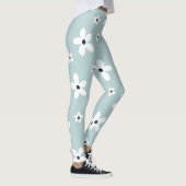 Summer Boho Blue White Daisy Flowers Leggings (Rechts)