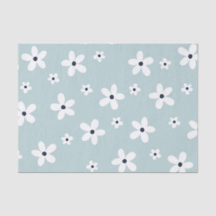 Summer Boho Blue White Daisy Flowers Tissuepapier