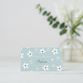 Summer Boho Blue White Daisy Flowers Visitekaartje (Staand voorkant)