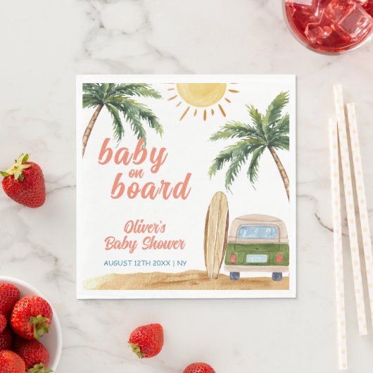 Summer Boho Surf Beach Van Baby shower Servet (Insitu)