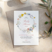 Summer Boho Wildflower Baby shower Invitation Kaart