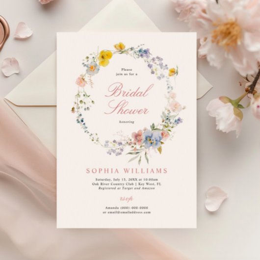 Summer Boho Wildflower Bridal Shower Kaart