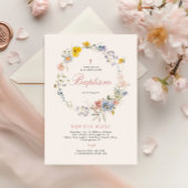 Summer Boho Wildflowers Baptism Invitation