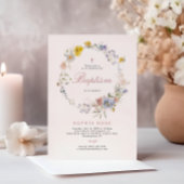 Summer Boho Wildflowers Baptism Invitation