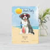 Summer Border Collie Beach Party Invitation (Debout devant)