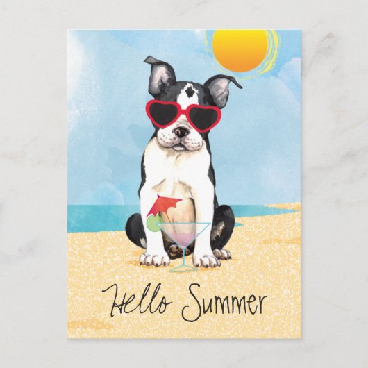 Summer Boston Terrier Briefkaart (Voorkant)