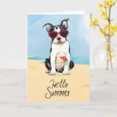 Summer Boston Terrier Kaart (Gele Bloem)