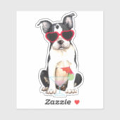 Summer Boston Terrier Vinyl Sticker (Vel)