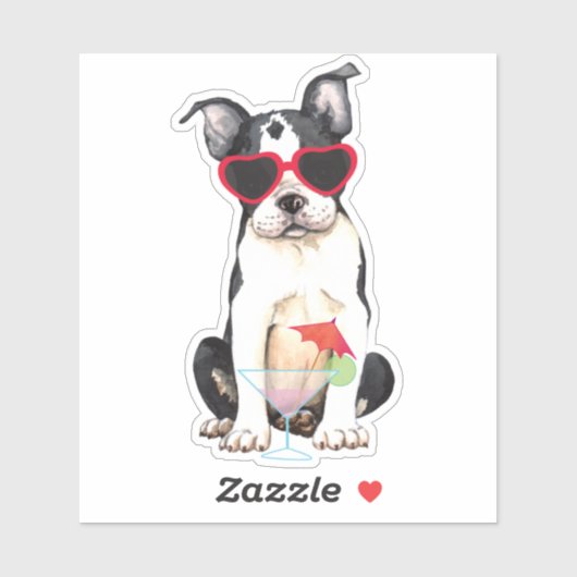 Summer Boston Terrier Vinyl Sticker (Vel)