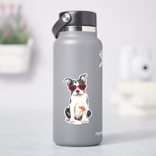 Summer Boston Terrier Vinyl Sticker