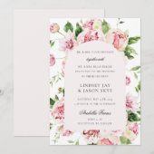 Summer Botanical Arch Greenery Pink Floral Wedding Kaart (Voorkant / Achterkant)