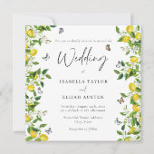 Summer Botanical Lemon Wedding Kaart (Voorkant)