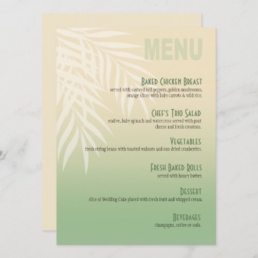 Summer Breeze Beach menu | jade (Voorkant / Achterkant)