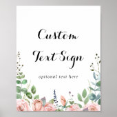 Summer Breeze Floral Custom Text Sign Poster (Voorkant)