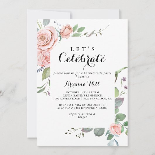 Summer Breeze Floral Let's Celebrate Party Kaart (Voorkant)