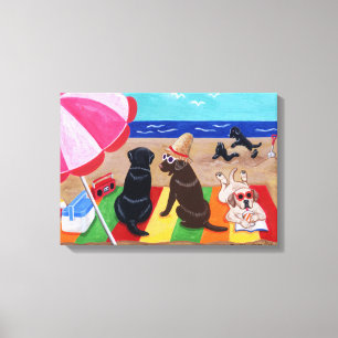 Summer Breeze Labradors schilderen Canvas Afdruk