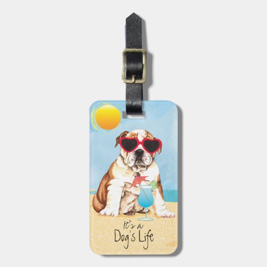 Summer Bulldog Bagagelabel (Voorkant verticaal)